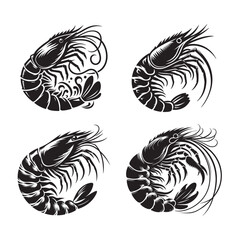 Prawns vector silhouette