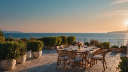 Obraz premium Beautiful summer terrace in vintage style