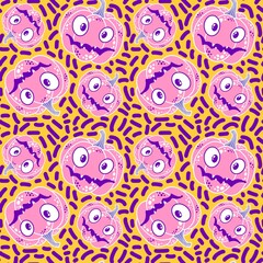 Halloween pumpkins seamless monsters pattern for wrapping paper and fabric