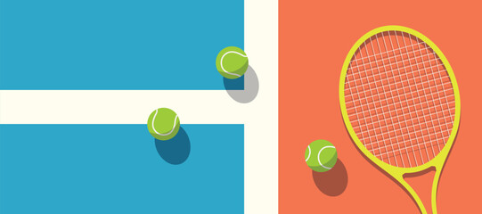 stands on tennis court with tennis racket and tennis ball