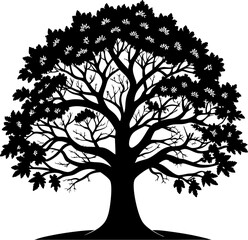 Oak Tree Silhouette on a white vector illustration