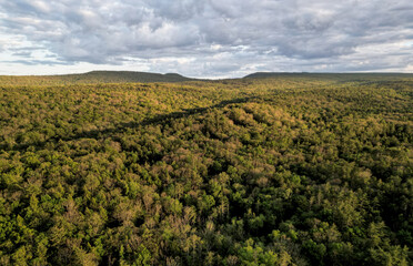 aerial view of the shawangunk ridge in minnewaska state park near mohonk preserve (nature landscape sunset forest view) hiking climbing travel destination hudson valley new paltz new york state