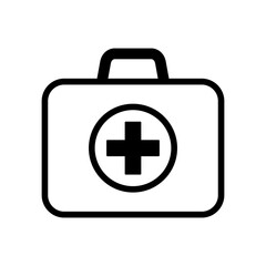 First aid box icon, medical briefcase icon.
