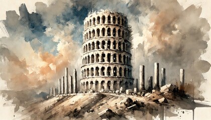 The Tower of Babel &mdash; Genesis 11. Digital painting.