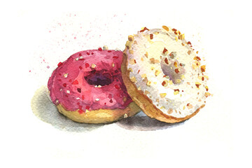Watercolor donuts illustration