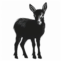 Fototapeta premium A black and white drawing of a baby goat