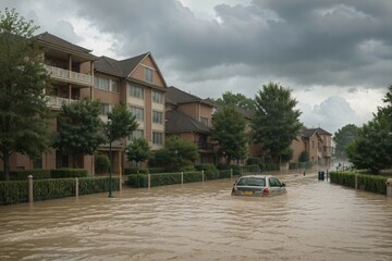 Obraz premium Torrential rains causing widespread flooding