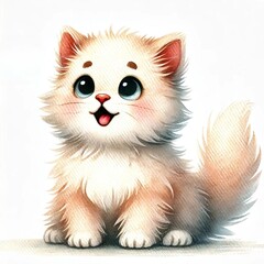 Obraz premium Adorable Cartoon Kitten with Rosy Cheeks 