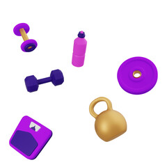 Work out sports icon concept. fitness 3D render illustration