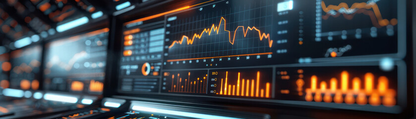 Naklejka premium Cutting Edge Financial Technology Dashboard Real Time Data Visualization and Advanced Analytics for Stock Market Performance and Business Intelligence