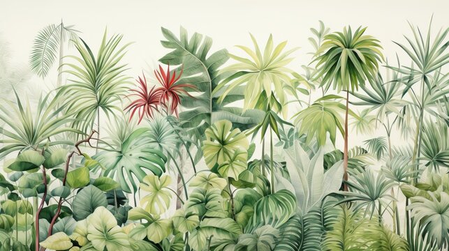 Fototapeta Watercolor Botanical Garden. Colorful flower background and mural wallpaper. Summer or spring. High quality AI generated image