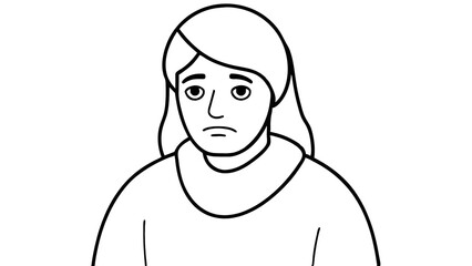 Obraz premium Woman Feeling Mournful in Line Art Drawing