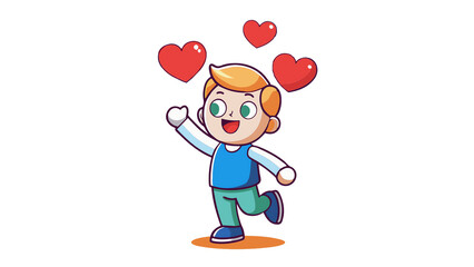 Happy Boy Surrounded By Hearts