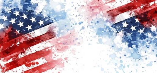 Abstract American Flag Design Element with Stars and Stripes on White Background