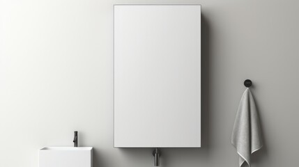 A sleek, modern bathroom setup featuring a blank canvas on a wall, ideal for mockups.
