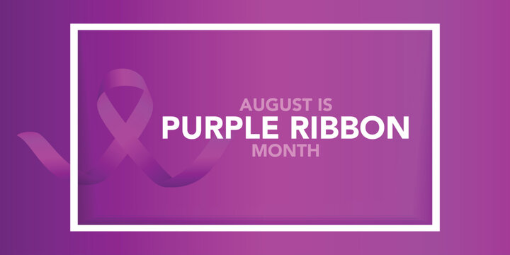 August is purple ribbon month. background, banner, card, poster, template. Vector illustration.
