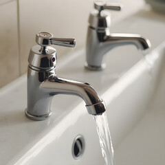 Tap with running water at a wash basin