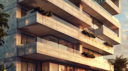 luxury residential tower with balconies clad in lightweight fiber cement panels, providing a modern look and enhanced fire safety