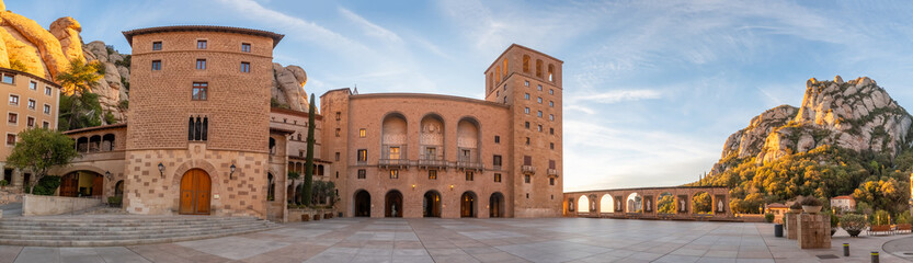 Panorama of the Montserrat monastery in Catalonia, Spain