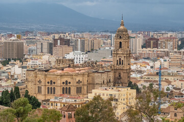 Obraz premium Malaga cityscape with beautiful Cathedral, Spain