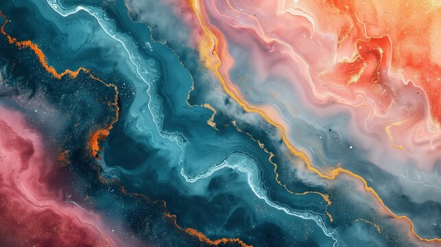 Rainbow colorful abstract natural stone geode fluid texture wallpaper background pink gold blue yellow grey dark red marble luxury rich