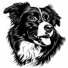 Fototapeta premium A black and white drawing of a Australian Shepherd dog