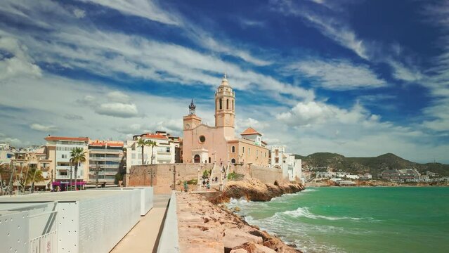 Iglesia de San Bartolome y Santa Tecla church in Sitges, Catalonia, Spain
