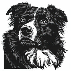 Fototapeta premium A black and white drawing of a Australian Shepherd dog