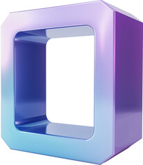 3d rendered blue and purple square frame isolated on transparent background.