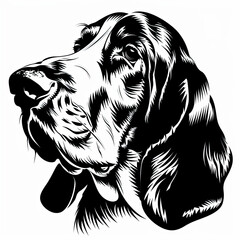 Fototapeta premium A black and white drawing of a Basset Hound dog