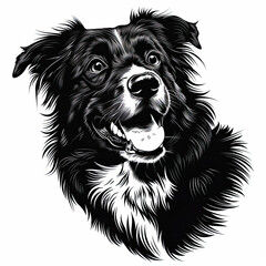Fototapeta premium A black and white drawing of a Australian Shepherd dog