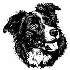 Fototapeta premium A black and white drawing of a Australian Shepherd dog