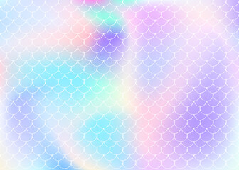 Gradient mermaid background with holographic scales. Bright color transitions. Fish tail banner and invitation. Underwater and sea pattern for girlie party. Hipster backdrop with gradient mermaid.