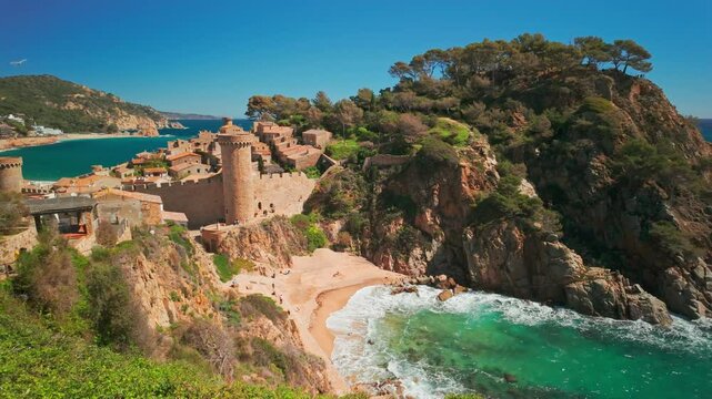 Tossa de Mar town on Costa Brava Mediterranean coast in Catalonia, Spain.