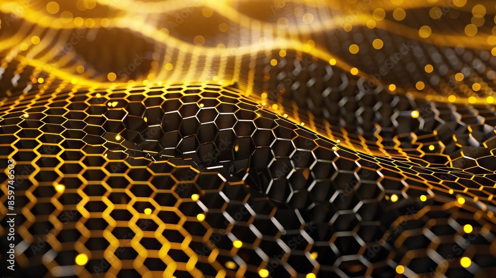Poster Hexagon network technology abstract background concept.