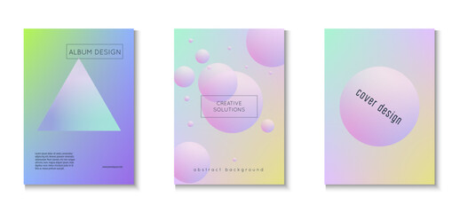 Gradient Design. Astronaut Hipster Elements. Holographic Shape. Minimal Poster. Elegant Banner. Purple Triangle Set. Multyplying Circle Template. Blue Gradient Design