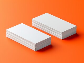 White Business Cards on Orange Background. Clean and Modern Design.