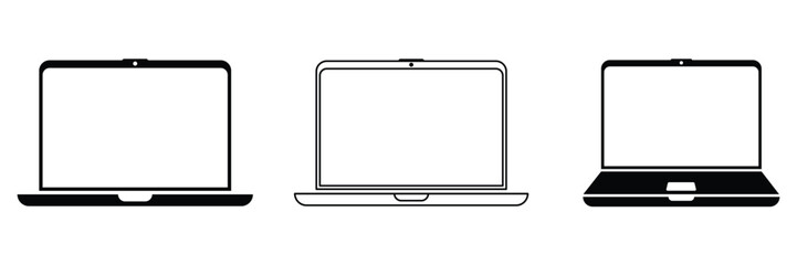 Set of Laptop or notebook computer icon. Laptop screen icons collection. Vector Illustration.