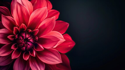 dahlia flower red. Flower isolated on the black background. Close up. Nature.