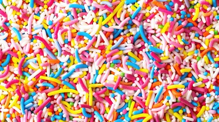 Colorful sprinkle pattern for design background on white backdrop.