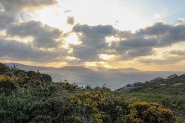 sunset lights and clouds in the Cantabrian sea