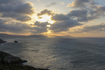 Fototapeta premium sunset lights in the Cantabrian sea