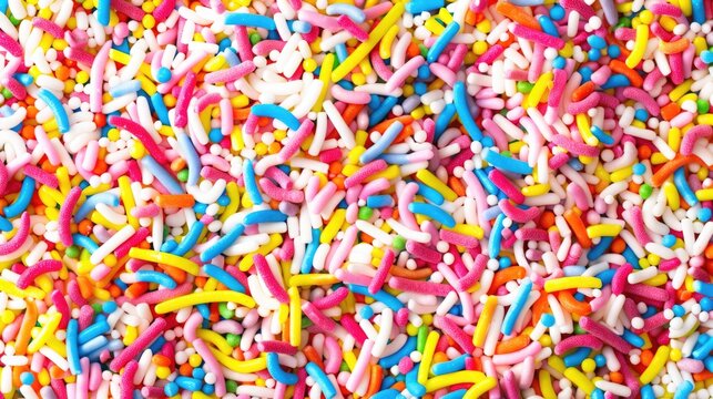 Colorful sprinkle pattern for design background on white backdrop.