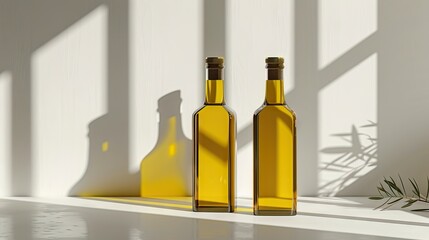 Mock up of olive  sunflower  sesame oil bottles with blank labels.