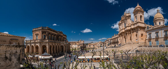 Fototapeta premium Panoramic view of Piazza del Duomo in Noto, Syracuse