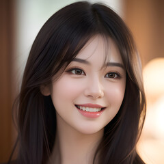 Naklejka premium Portrait of Young Asian Woman Smiling