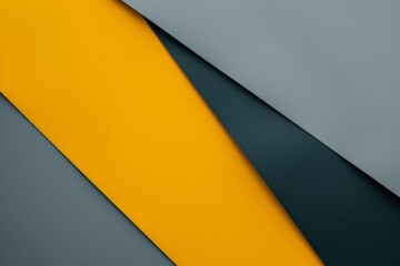 Vibrant yellow and elegant gray paper sheets overlap in a modern geometric design, perfect for creative projects
