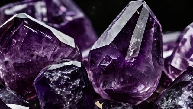 Close-up photo of purple amethyst crystals 