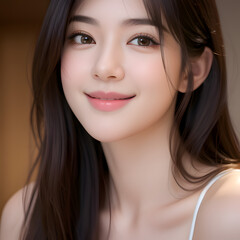 Obraz premium Portrait of Young Asian Woman Smiling 