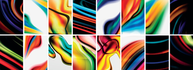 Collection of abstract background with waves, colorful shapes and 3d shadow effect. Vector Illustration For Wallpaper, Banner, Background, Card, Book Illustration, landing page